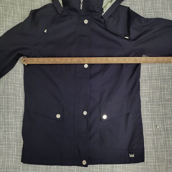 MACKINTOSH New England Rain Wind Breaker Jacket Removable Hood Navy Women's S - Picture 6 of 16